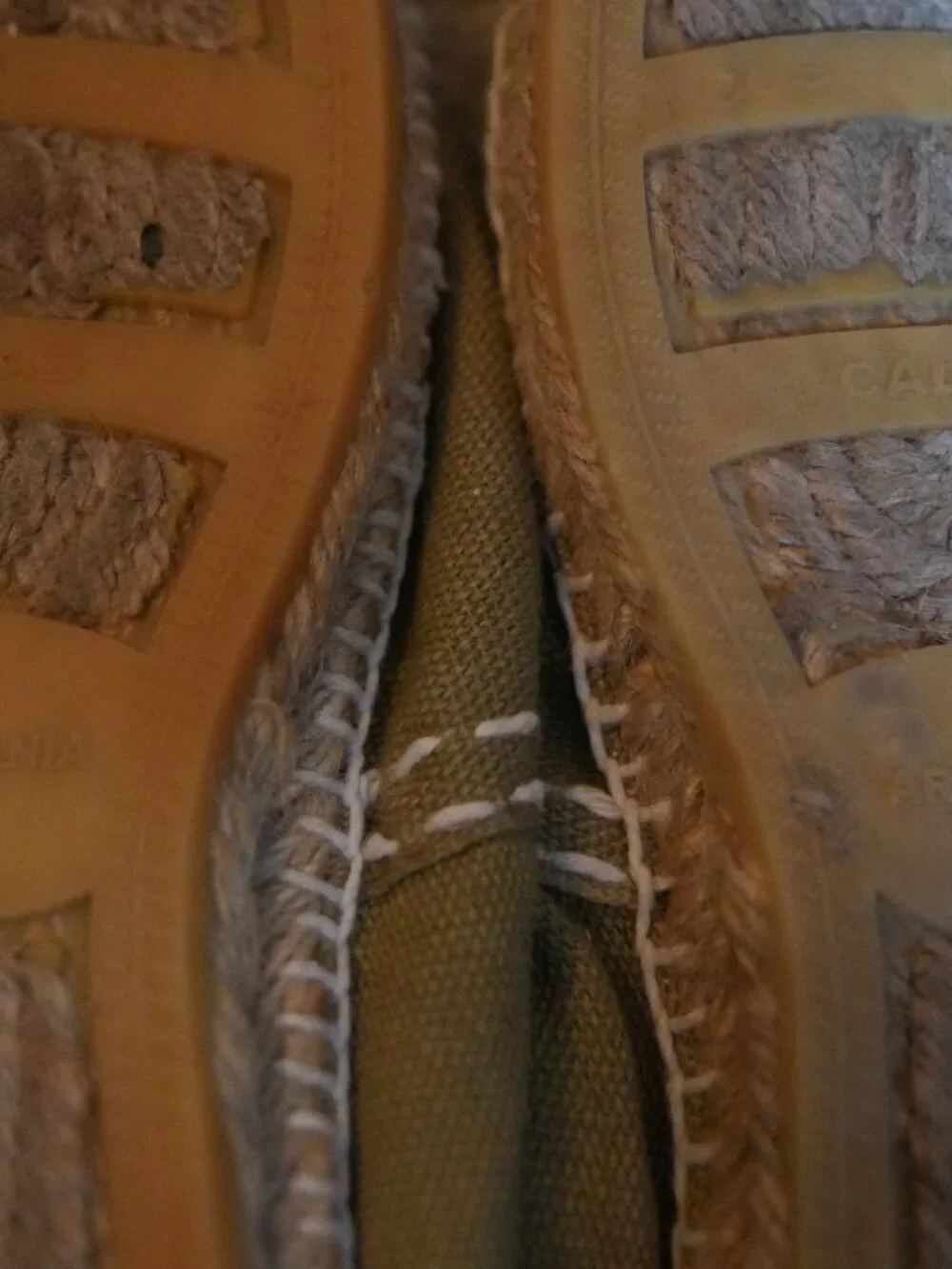 Handmade Spanish Olive Khaki Canvas Flat Espadrilles Slides Size 39 / US 8